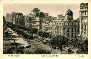 Vtg Postcard 1920s Rio De Janeiro Brazil Avenida rio Brando UNP