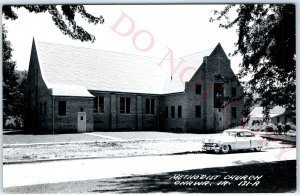c1950s Onawa, IA RPPC Methodist Church Real Photo Cadillac Car Postcard Vtg A112