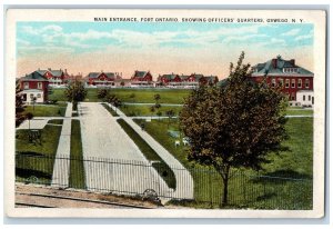 c1920s Main Entrance Fort Ontario Showing Officers Quarters New York NY Postcard