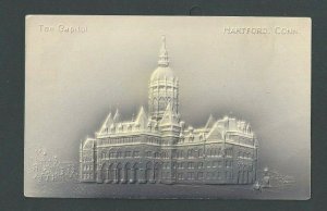 Ca 1904 Post Card Hartford CT Capital Bldg Lt & Dk Gray Airbrushed Embossed---