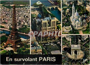 Postcard Modern Flying over Paris Eiffel Tower Notre Dame Sacre C�ur Arc de...