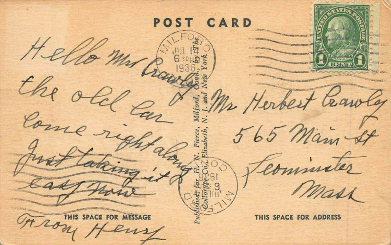 Weylister School, Milford, Connecticut, Early Postcard, Used in 1936
