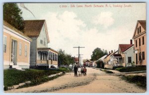 1917 SILK LANE NORTH SCITUATE RI RHODE ISLAND HOUSES CHILDREN DIRT ROAD POSTCARD