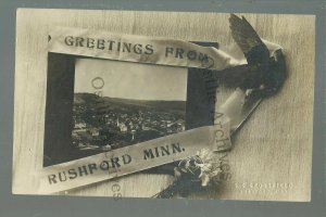 Rushford MINNESOTA RPPC 1913 BIRDSEYE Artistic nr Peterson Lanesboro Houston