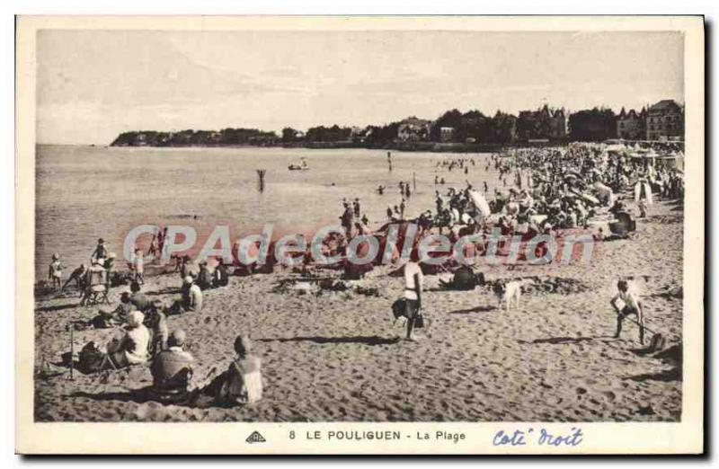 Old Postcard Pouliguen The Beach