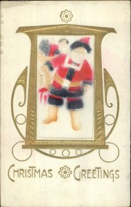 Christmas - Santa Claus - Gold Embossed Postcard c1910