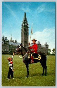 RCMP Royal Canadian Mounted Police, Horseback, Peace Tower, Ottawa Postcard #5