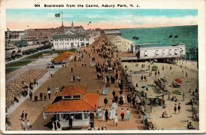 Vtg 1920s Boardwalk from the Casino Asbury Park New Jersey NJ Postcard