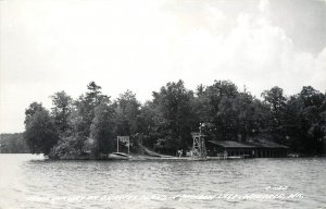 RPPC; Camp Onaway, Onaway Island in Rainbow Lake, Waupaca WI, LL Cook C-1120