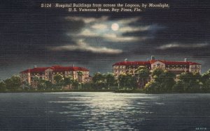 Vintage Postcard 1946 Hospital Building Across Lagoon Moonlight Bay Pine Florida