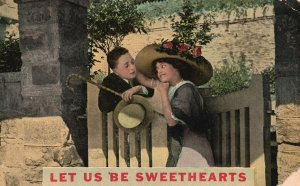 Vintage Postcard 1911 Let Us Be Sweethearts Lovers Courting Valentines Souvenir