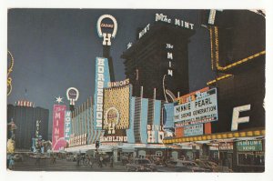 P3182 vintage postcard fremont street many signs with lg minnie pearl las vegas