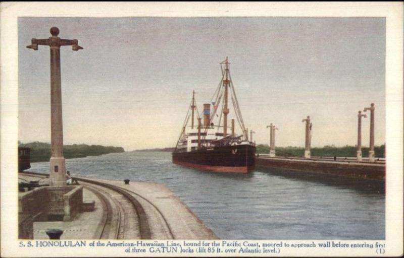 Panama Canal - Steamer Ship SS Honolulan 1915 Used Postcard