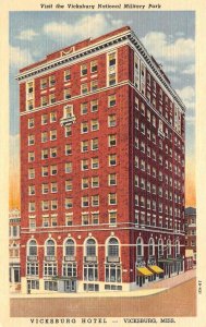 VICKSBURG HOTEL Vicksburg, Mississippi ca 1940s Vintage Linen Postcard