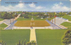 Sioux City Iowa~School Football Stadium~Goal Posts~Stands~1949 Linen Postcard