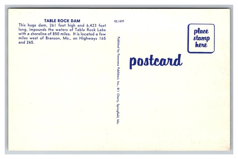 Branson Missouri Table Rock Dam Postcard