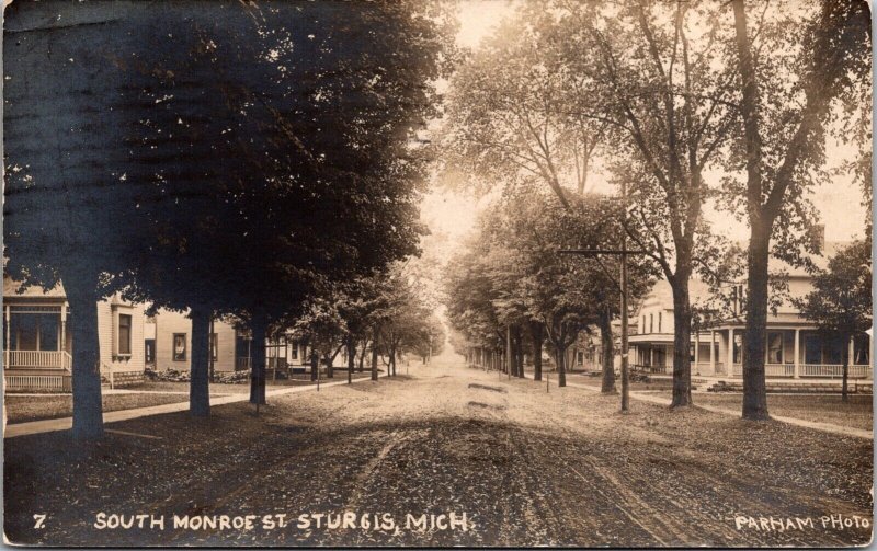 Real Photo Postcard South Monroe Street in Sturgis, Michigan 