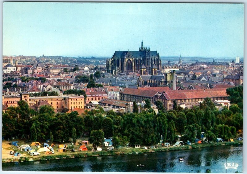 c1970s Metz (Lorraine) France Moselle River Camping Cathedral Chrome 4x6 PC M21