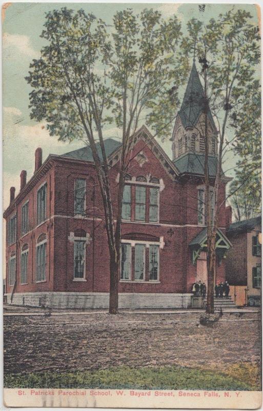 1909 SENECA FALLS New York NY Postcard ST PATRICKS PAROCHIAL SCHOOL Bayard ST
