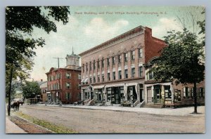 FLEMINGTON NJ BANK & POST OFFICE ANTIQUE POSTCARD 
