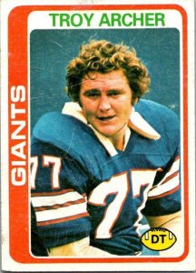 1978 Topps Football Card Troy Archer New York Giants sk7277