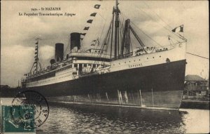 Steamship Steamer Ship St Nazaire France 1920 Cancel Postcard