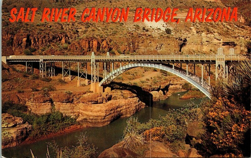 Salt River Canyon Bridge Arizona AZ Hwy Crossing VTG Postcard UNP Petley Unused 