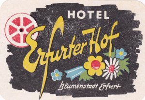 Germany Erfurt Hotel Erfurter Hof Vintage Luggage Label sk2004