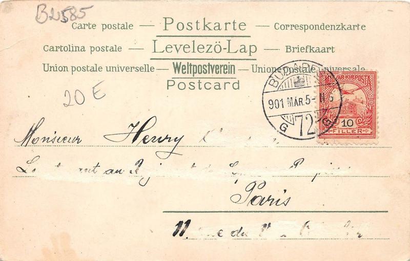 B2585 Hungary Litho Folklore Danse Csardas PPC 1901 front/back scan