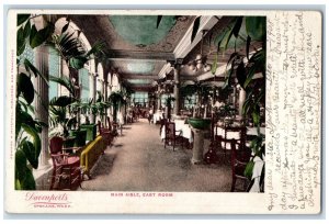 1908 Main Aisle East Room Davenports Restaurant Spokane Washington WA Postcard