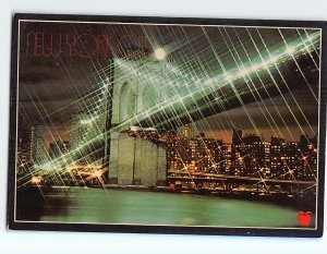 Postcard The Magic Of The Brooklyn Bridge At Night, New York City, New York