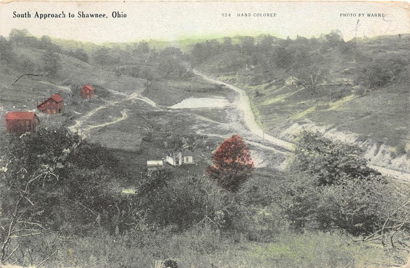 F83/ Shawnee Ohio Postcard 1908 South Approach Homes