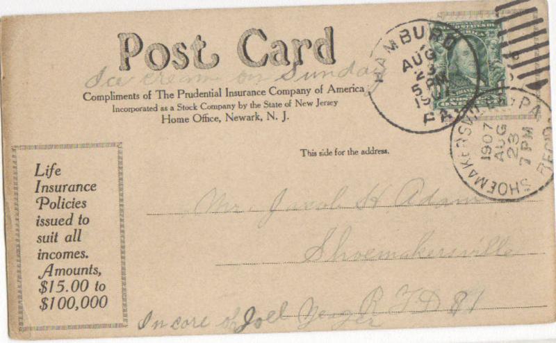 Lake George NY 1907 - Compliments Prudential Ins Co