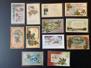 LOT - 12 Vintage Postcards - Holiday Christmas - Scenery With Houses L2307142920 