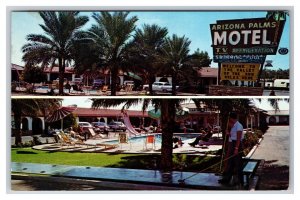 Dual View Arizona Palms Motel Phoenix AZ Chrome Postcard N26