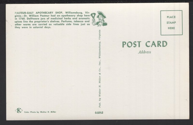 VA WILLIAMSBURG Interior Pasteur-Galt Apothecary Shop in 1760 ~ Chrome