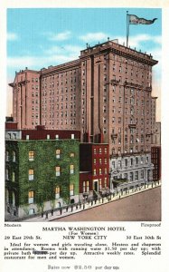 Vintage Postcard 1920's Martha Washington Hotel For Women New York City NY