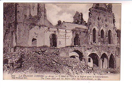 War Ruins Hall Belfry Beffroi, Grande Guerre France, Levy