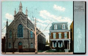 1910's Methodist Church And Parsonage Pottstown Pennsylvania PA Posted Postcard
