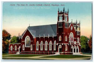 c1910s The New St. Cecilia Catholic Church Exterior Hastings Nebraska Postcard