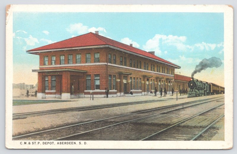 Transportation~CM & ST P Depot~Aberdeen South Dakota~View Across Tracks~Vintage 