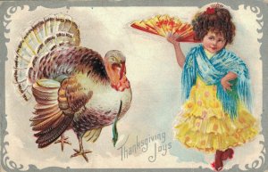 Thanksgiving Joys Victorian Girl And Turkey 06.60