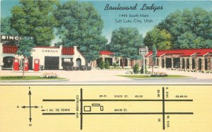 Postcard Utah Salt Lake City Boulevard Tourist Lodge 1940s Singleton  23-4096