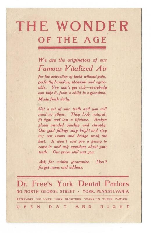 Trade Card Dr Free's York Dental Parlors Boy Feeding Calf