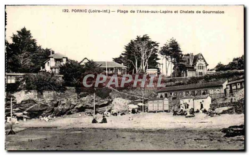 Postcard Ancient Pornic Beach From & # 39Anse For Rabbits And chalets From Go...