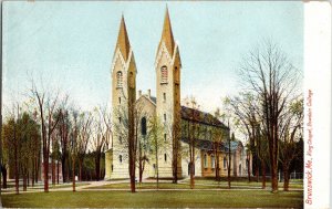 Brunswick Me Maine King chapel Bowdoin College University Postcard UDB Antique 