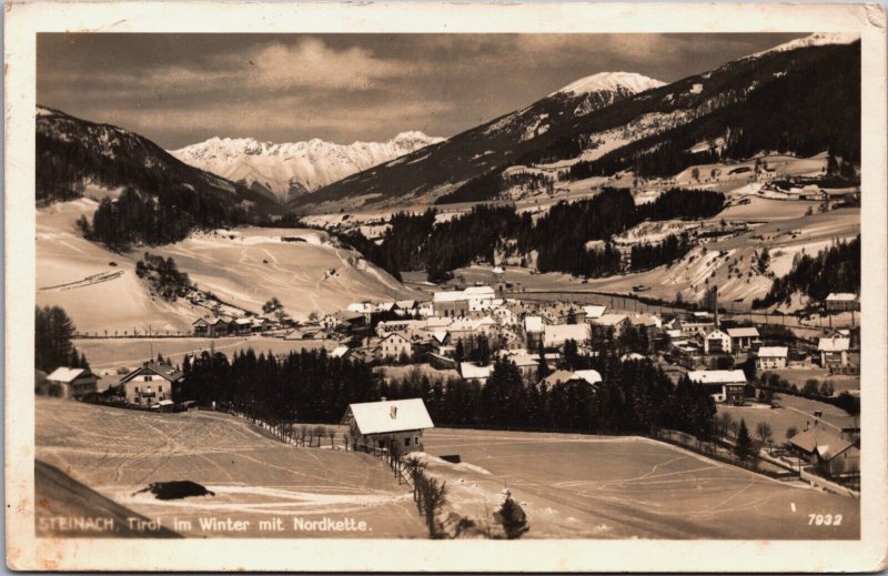 Austria Steinach Tirol Im Winter mit Nordkette Vintage RPPC C218