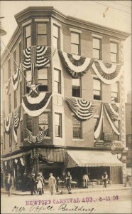 Newport Rhode Island RI 1906 Carnival Office Bldg Bunting Real Photo Postcard