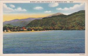 New York Lake Placid Mirror Lake 1950 Curteich