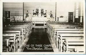 IL - Fort Sheridan, One of Three Chapels - Interior   *RPPC